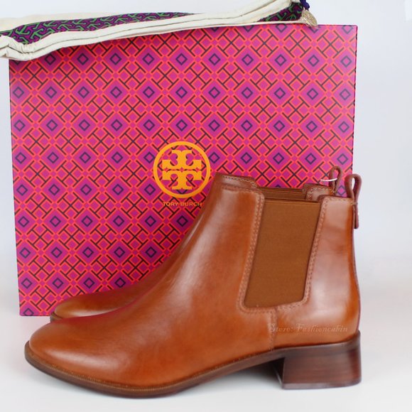 New TORY BURCH Casual Chelsea Leather Ankle Boots - Picture 1 of 16
